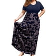 thumbnail image 1 of SHOWMALL Women's Plus Size Summer Sun Dress Maxi Minimal Grid 3X Short Sleeves Crewneck Casual Bohemian Beach Dress Full-Length Floral Long Dresses with Pockets, 1 of 5