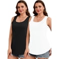 thumbnail image 1 of SHOWMALL Women's Plus Size Tank Tops 2 Pack, Casual Loose Fit Sleeveless Shirts, Basic U-Neck Flowy Summer Tops - Black & White 4X, 1 of 7