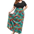 thumbnail image 1 of SHOWMALL Women's Plus Size Tropical Vacation Maxi Dress with Pockets, Black & Vibrant Jungle Leaf 3X Beach Sundress Curvy Fit, 1 of 5