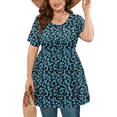 thumbnail image 1 of SHOWMALL Women's Plus Size Tunic Tops to Wear with Leggings Flowy Babydoll Shirts Blouses for Women Work & Casual Blue Flowers 3X, 1 of 2