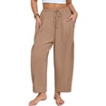 thumbnail image 1 of SHOWMALL Women's Plus Size Wide Leg Balloon Pants, Loose Fit Baggy Trousers with Pockets, Light Khaki 3X Breathable Elastic Drawstring Waist Lantern Pants for Summer Beach Travel Vacation, 1 of 7