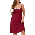 thumbnail image 1 of SHOWMALL Women's Plus Size comfy Sleepwear Lace Chemise Nightgown Wine Red 3X Babydoll Sleepwear, 1 of 6