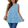 thumbnail image 1 of SHOWMALL Women's Plus Sleeveless Shirts Summer Floral Tunic Tops Blue Butterflies 3X Round Neck Casual Flowy Tank Tops Loose Fit, 1 of 7