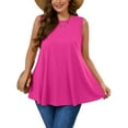 thumbnail image 1 of SHOWMALL Women's Plus Sleeveless Shirts Summer Tunic Tops Hot Pink 2X Round Neck Casual Flowy Tank Tops Loose Fit, 1 of 9