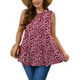 thumbnail image 1 of SHOWMALL Women's Plus Sleeveless Tunic Top Ripples Red 3X Summer T Shirts Floral Sleeveless Casual Loose Blouses, 1 of 9