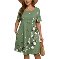 thumbnail image 1 of SHOWMALL Women's Plus Summer Dresses Short Sleeves Floral Casual Midi Dress with Pockets 3X Moss Green Cascading Floral, 1 of 2