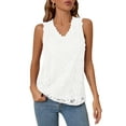 thumbnail image 1 of SHOWMALL Women's Tank Tops Casual Lace Trim Embroidered Hollow Out Full Liner V Neck Summer Sleeveless Shirts, White, Size X-Large, 1 of 7
