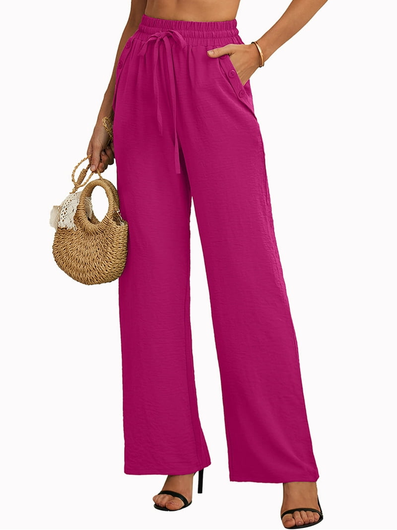 【THE MOZZ】Wide Banding Slacks Pants FireSwan Women's Wide Leg Work Pants High Elastic Waist