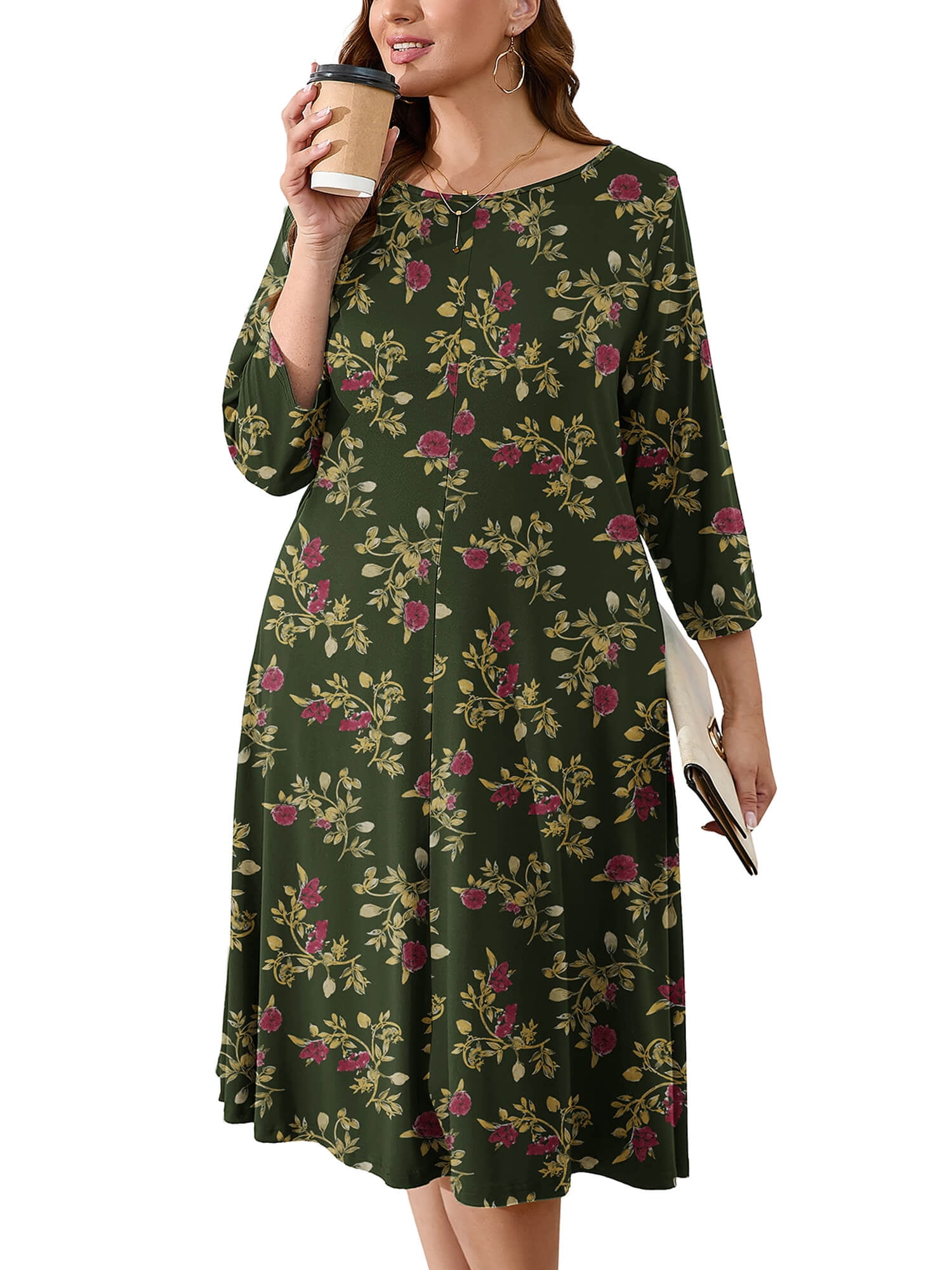 Analogie Outer Field Girls Dress 3/4 Sleeve - Green main image 1