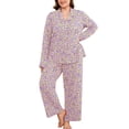 thumbnail image 1 of SHOWMALL Women's Plus Size Pajama Sets Long Sleeve Button Down Sleepwear 2-Piece Loungewear with Pockets, 1 of 7