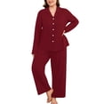 thumbnail image 1 of SHOWMALL Women's Plus Size Pajama Sets Long Sleeve Button Down Sleepwear 2-Piece Loungewear with Pockets, 1 of 7