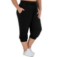 thumbnail image 1 of SHOWMALL Womens Plus Size Joggers Pants Casual Active Capri Sweatpants with Drawstring Pockets Black 2X, 1 of 7