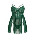 thumbnail image 1 of SHOWMALL Womens Plus Size Lingerie Lace Sexy Strap Chemise Sleepwear V-Neck Nightdress, 1 of 2