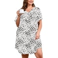 thumbnail image 1 of SHOWMALL Women's V Neck Sleep Shirt Dress – Short Sleeve Lightweight Nightgown with Pocket, Soft Pajama Sleepwear for Lounge & Nightwear, US Size 3X in White Lovely Hearts, 1 of 9