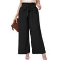 thumbnail image 1 of SHOWMALL Womens Plus Wide Leg Pants High Waisted Palazzo Pants Black 2X Belted Lightweight Work Pants Lose Trousers with Pockets, 1 of 9
