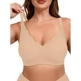 thumbnail image 1 of SHOWMALL Women's Plus Size Wireless Bra with Scalloped Neckline, Seamless Lift Supportive bra Skin S , Adjustable Straps, Comfortable Fit, 1 of 7