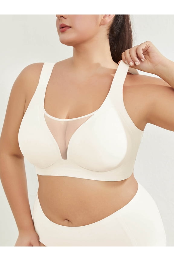 Womens Wireless Bras Full Coverage Comfortable Seamless Everyday Bras White 3XL Soft Light Support Bras