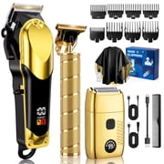 Professional Hair Clippers for Men, Cordless Grooming Kit with Hair Clipper, T-Blade Trimmer & Beard Trimmer, Barber Fade Hair Cutting Kit for Mens Gifts, 7200RPM, LED Display
