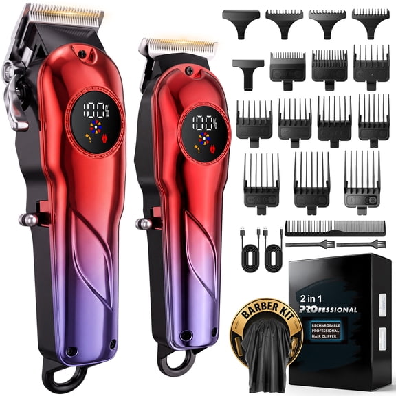 SHPAVVER Professional Hair Clippers for Men, Cordless Barber Clippers and Trimmer with LED Display, Electric Hair Trimmer, Hair Cutting Grooming Kit Fade, 13 Guide Combs, Gifts for Men Family