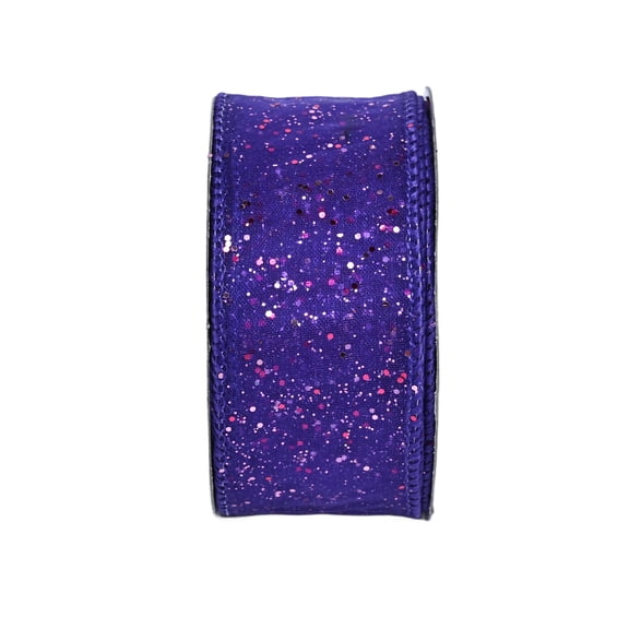 Gwen Studios 1.5" Sheer Purple Glitter Wire Ribbon, 3 yards