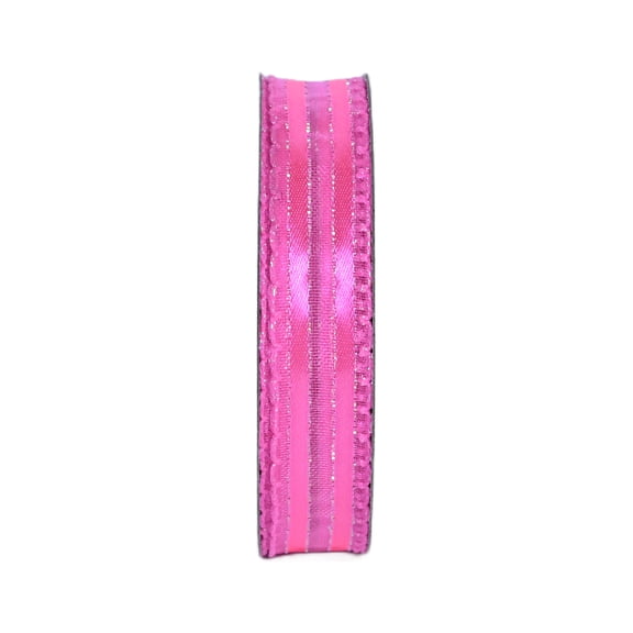 Gwen Studios 5/8" Hot Pink Satin Ribbon with Sheer Scallop Edge, 3 Yards