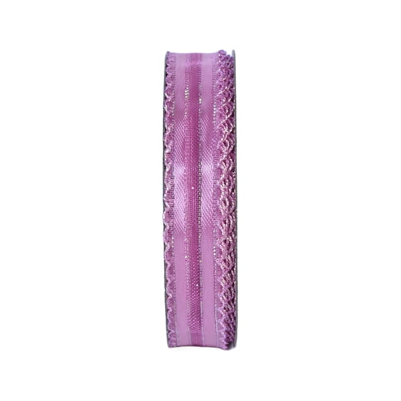 Gwen Studios 5/8" Pink Satin Ribbon with Sheer Scallop Edge, 3 Yards