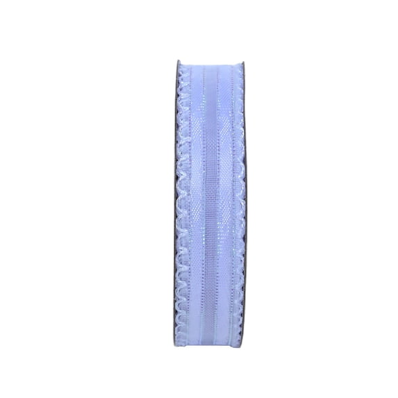 Gwen Studios 5/8" White Iridescent Satin Ribbon with Sheer Scallop Edge, 3 Yards