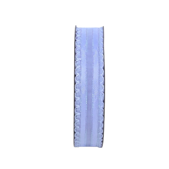 Gwen Studios 5/8" White Iridescent Satin Ribbon with Sheer Scallop Edge, 3 Yards