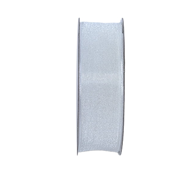Gwen Studios 7/8" White Iridescent Satin Ribbon with Sheer Edge, 3 Yards
