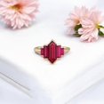 thumbnail image 1 of SHREENATHJEWELRY 4X12MM Hexagon Ruby Ring, Vintage Rose Gold Bezel Set Sterling Silver Ring, Art Deco Ruby Bridal Promise Ring, Unique Christmas Gift, 1 of 4