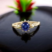 SHREENATHJEWELRY 5MM / 1Ct Sapphire Engagement Ring- Freshwated Pearl Wedding Ring CZ Diamond Personalized Ring Cross Over Promise Ring Bridal Jewelry Anniversary Gift For Ring