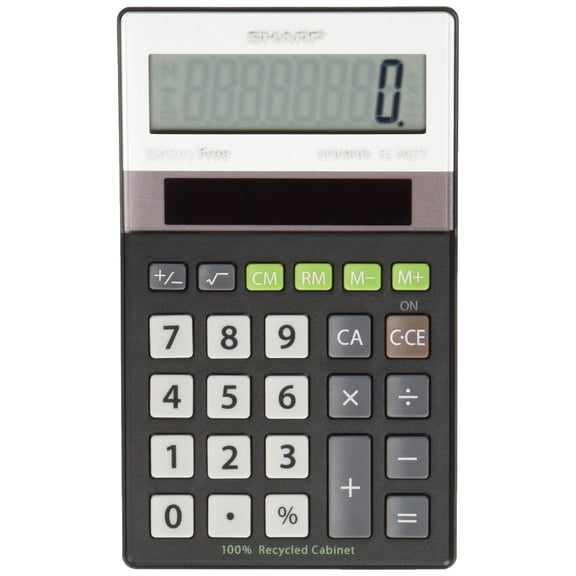Sharp Electronics ELR277BBK 8-Digit Recycled Plastic Cabinet Calculator - Black