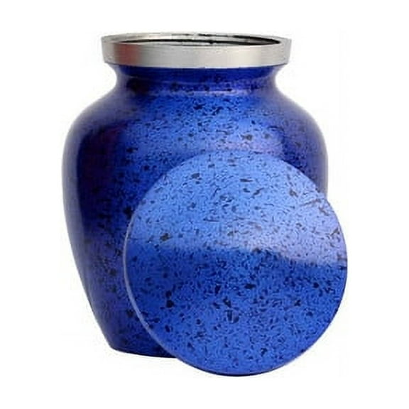 SHREYAS Aluminium BLUE BLACK DOT Medium Size Cremation URNs Keepsake Vase of Human & Pet Ashes