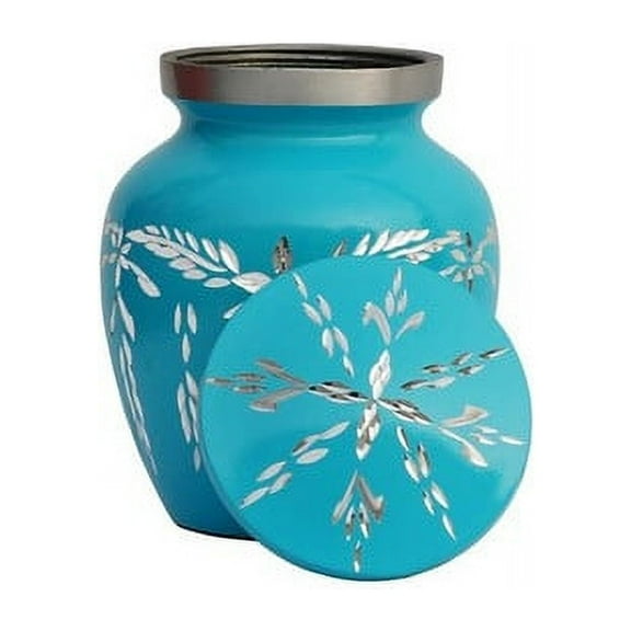 SHREYAS Aluminium SKY BLUE SL DZ Medium Size Cremation URNs Keepsake Vase of Human & Pet Ashes