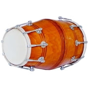 SHREYAS Handmade Dholak SR Yellow Brown Line Indian Folk Musical Instrument for any Age Group