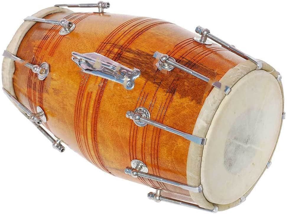 SHREYAS Handmade Wood Dholak SR Amr + Bag Indian Folk Musical Instrument for any Age Group