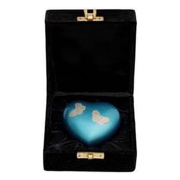 SHREYAS Heart Shaped SKY BLUE BUTTERFLY Cremation URNs for Human & Pet Ashes Keepsake Vase Highly Durable
