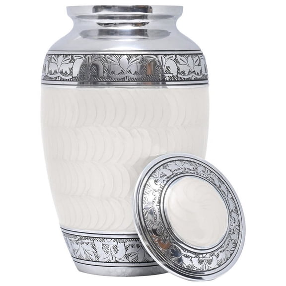 SHREYAS OFF WHITE Cremation Urns Material Made of Aluminium Large Size Home Dcor Friendly