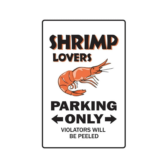 SHRIMP LOVERS Parking Decal shrimpers boats food cocktail | Indoor/Outdoor | 9" Tall