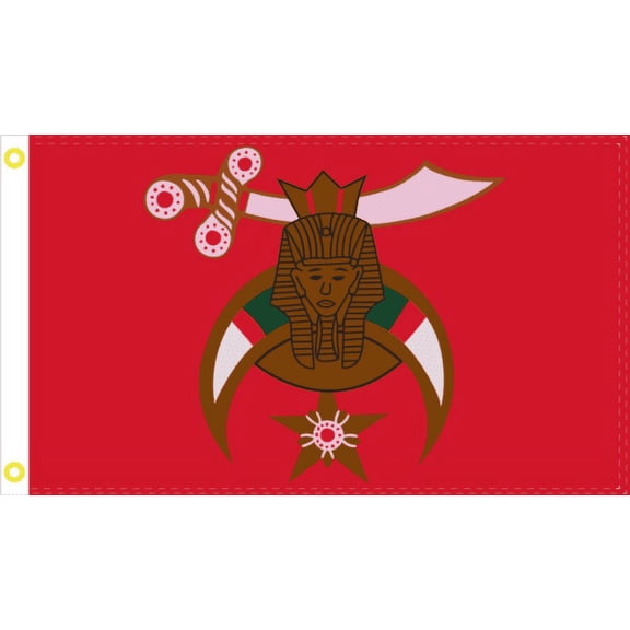 SHRINER FLAG ANCIENT ORDER AAONMS BANNER RED 3'X5' 100D MASONIC USA FLAGS U.S