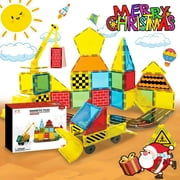 SHRTINAR Magnetic Toys for Kids 50 Piece Magnetic Building Tiles Construction Set,Road Set Magnetic Tiles for Kids Ages 3 5