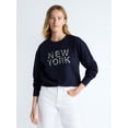 thumbnail image 1 of Free Assembly Women's and Women's Plus New York Embroidered Shrunken Sweatshirt, Sizes XS-4X, 1 of 5