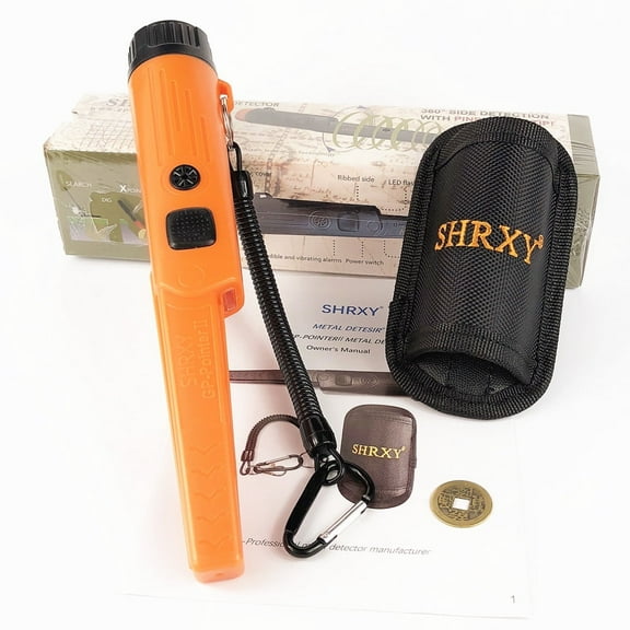 SHRXY Pro Pinpointing Metal Detector Gold Metal Detector Static Alarm with Bracelet-orange