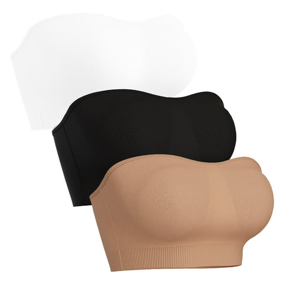 SHTXOZHI 2 Pack Strapless Bras for Women Seamless Padded Bralette No Underwire Bra with Straps