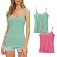 thumbnail image 1 of SHTXOZHI 2 Pack Womens Spaghetti Straps Camisole Sleeveless Layering Shirts Padded Workout Tank Tops, 1 of 3