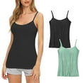 thumbnail image 1 of SHTXOZHI 2 Pack Womens Spaghetti Straps Camisole Sleeveless Layering Shirts Padded Workout Tank Tops, 1 of 3