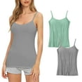 thumbnail image 1 of SHTXOZHI 2 Pack Womens Spaghetti Straps Camisole Sleeveless Layering Shirts Padded Workout Tank Tops, 1 of 3