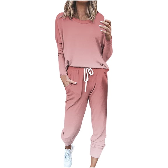SHTXOZHI 2 Piece Sweatsuit fot Women Long Sleeve Tops Drawstring Jogger Sweatpants Lounge Set