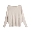 thumbnail image 1 of SHTXOZHI Fall Winter Women's Off The Shoulder Sweater Long Sleeve Casual Knitted Pullover Tops, 1 of 6