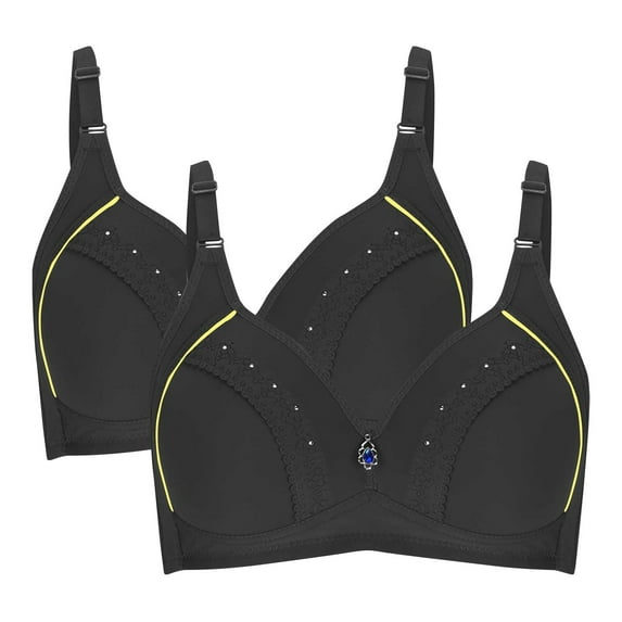 SHTXOZHI 2Pcs No Wire Bra for Women Full Coverage Push Up Bra Adjustable Strap Comfort Bras